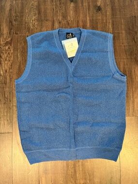 100% Alpaca Mon Repos Blue Wool Sweater Vest Size M - Made in Peru NWT